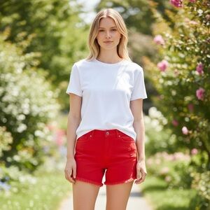 Jeans Red Jean with Fringe Shorts Brand New Size XL